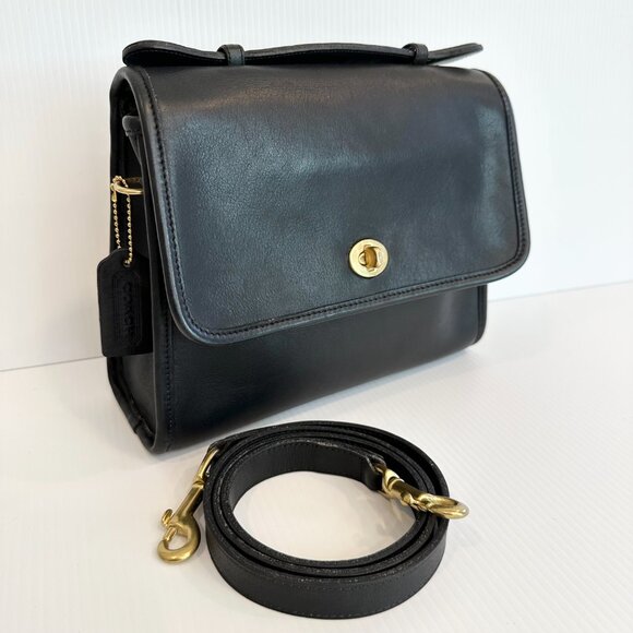 Vintage COACH Court Bag - EUC Black Leather with Brass Made pre-1994 in USA - Picture 15 of 16